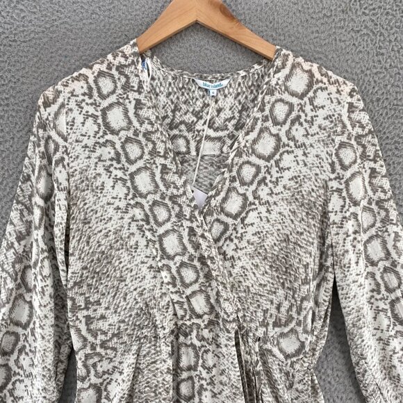 Blue Island Dress Womens Small Gray Snakeskin Fit & Flare Mini Ruffle Cover Up - Picture 2 of 11